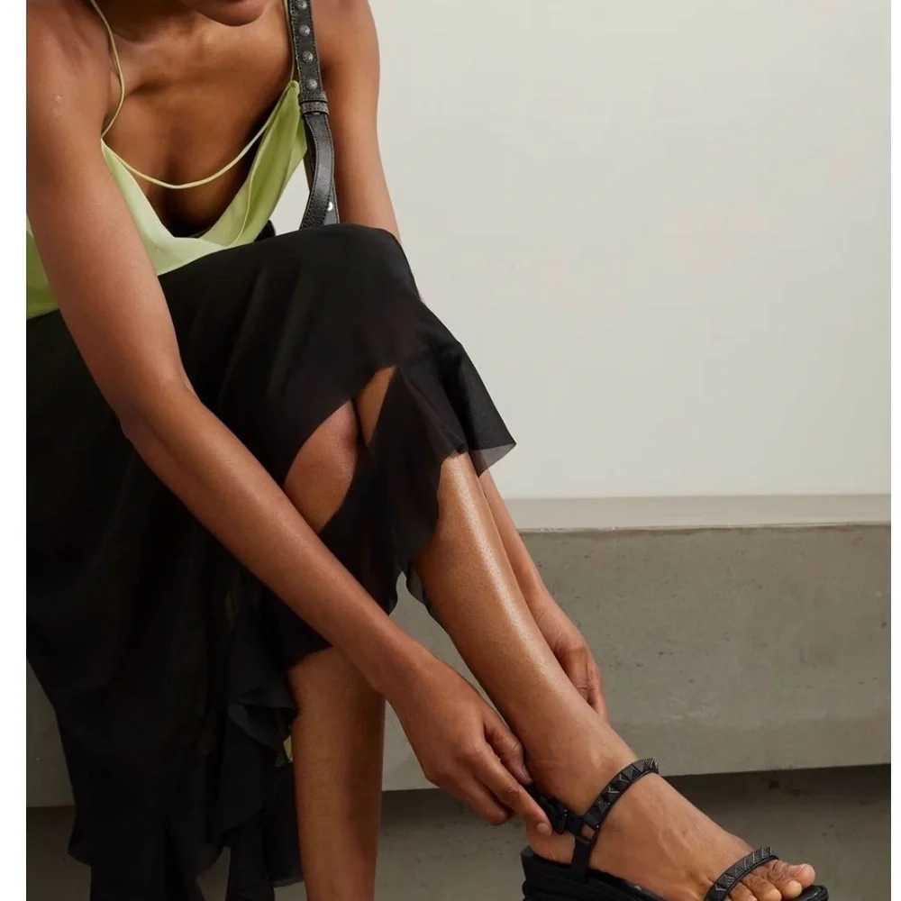 Christian Louboutin Black Studded Sandals - Picture 2 of 9